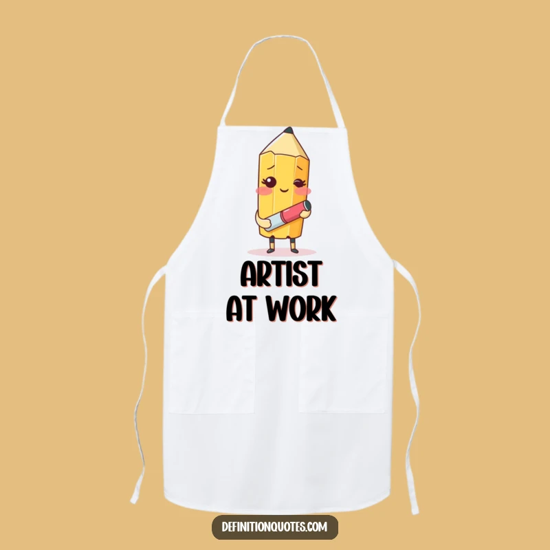 Funny Pencil Apron - Blushing Artist Drawing, Kitchen Gift