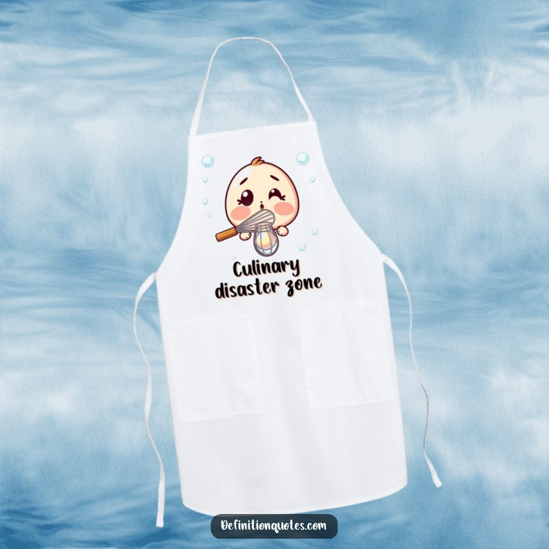Funny Apron: Surprised whisk dramatically failing to whisk a single bubble, ideal for humorous cooking sessions.