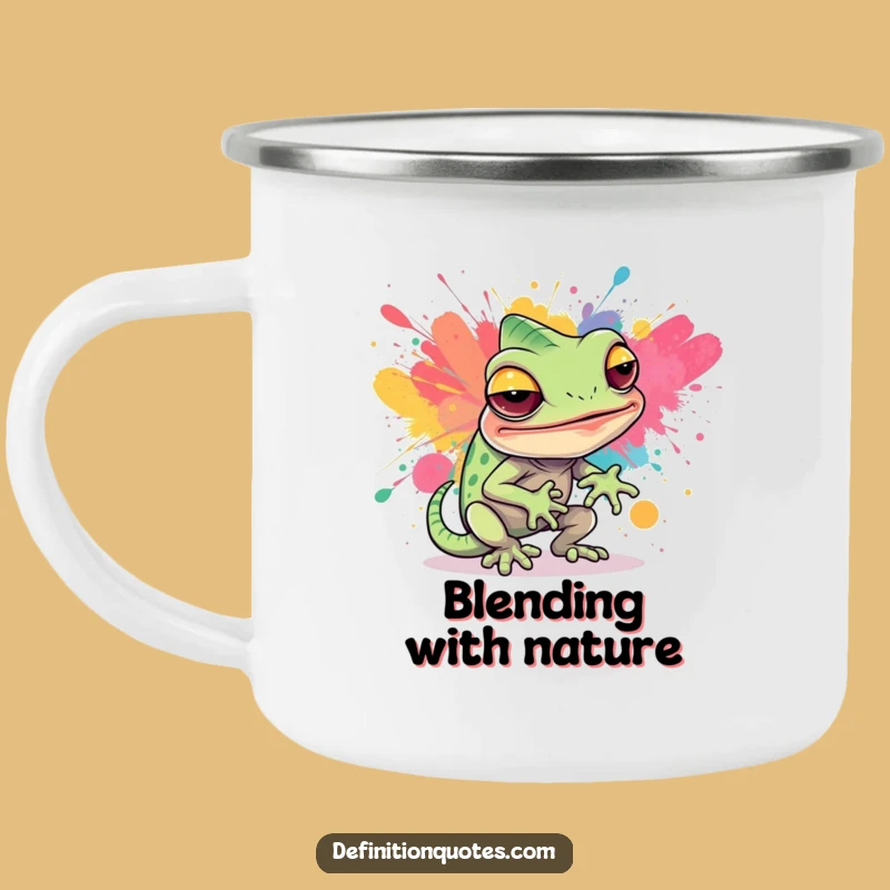 Funny Chameleon Paint Camping Mug: Sip Your Art Outdoors