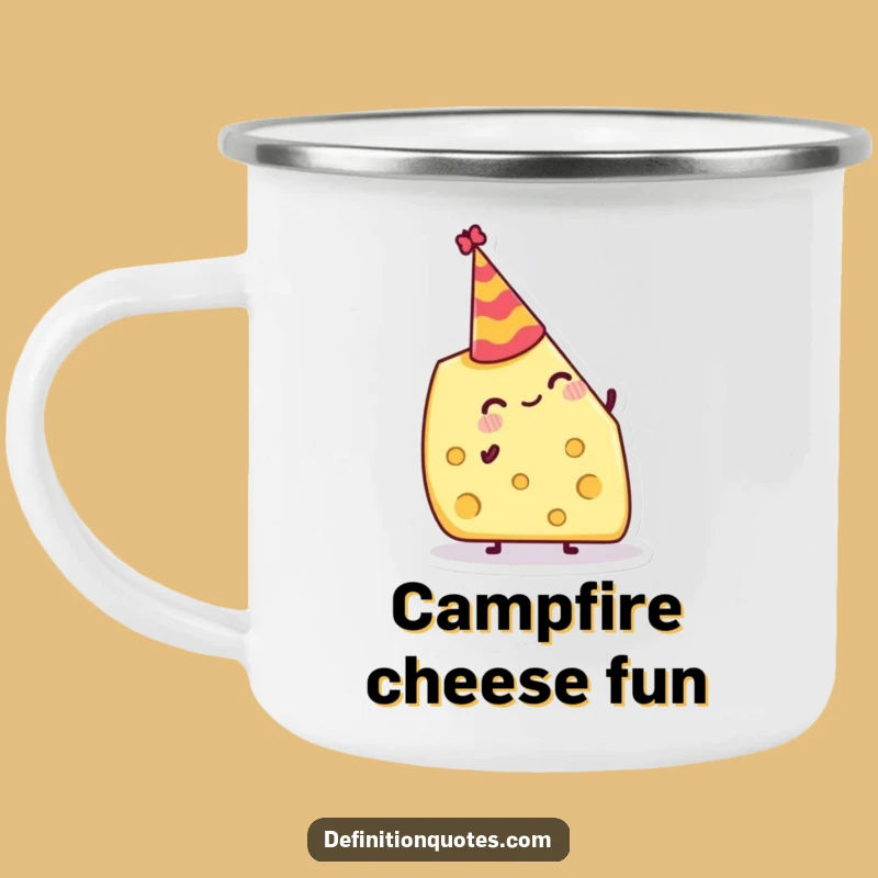 Funny Cheese Hat Camping Mug: Sip Your Celebration Outdoors with Cheer