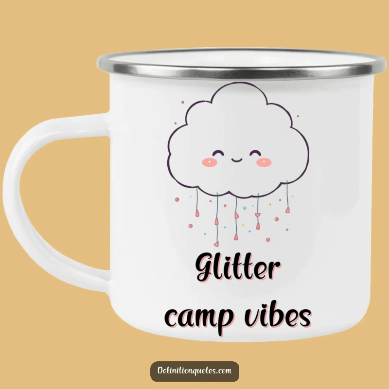 Funny Glitter Cloud Camping Mug - Durable Sparkle Character, Outdoor Gift