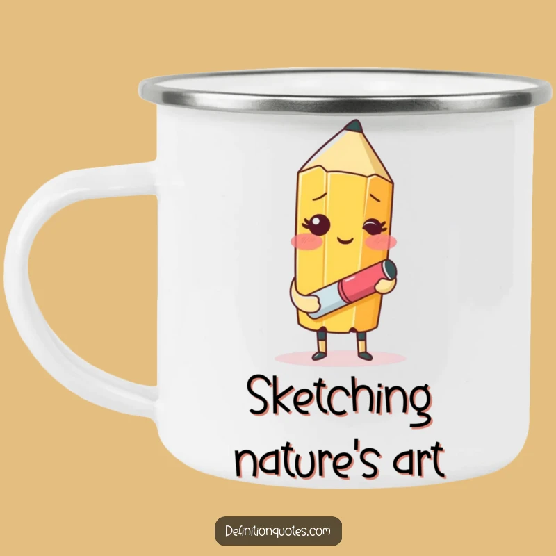 Funny Pencil Camping Mug - Durable Character Drawing, Outdoor Art Gift