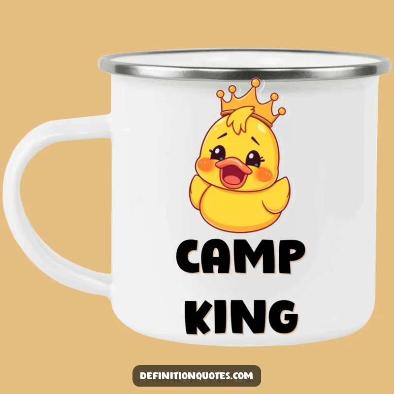 Funny Rubber Ducky Crown Camping Mug: Enamel Surprise Brew, Outdoor Gift