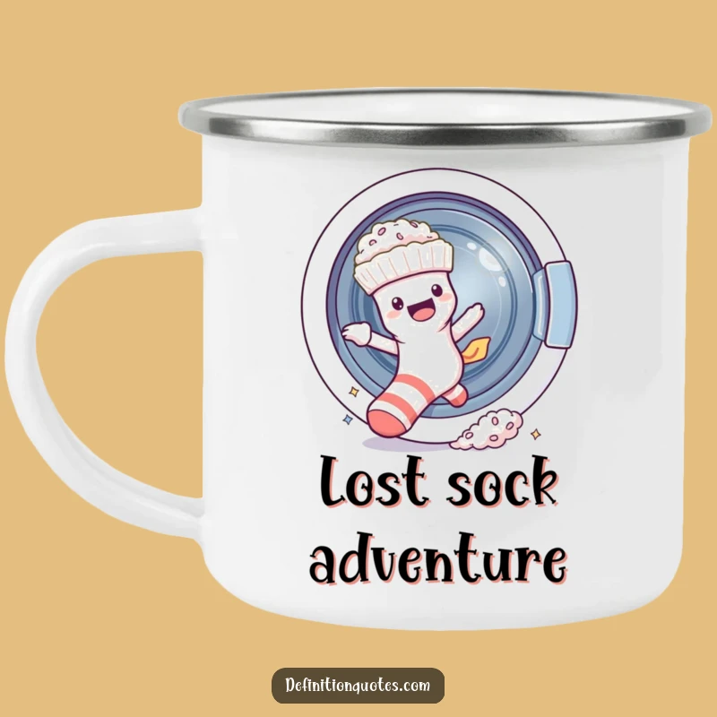 Funny Escaping Sock Camping Mug: Hilarious Laundry Day Adventure