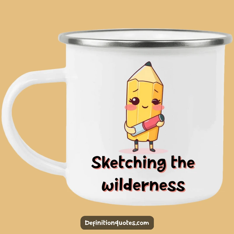 Funny Pencil Self-Portrait Camping Mug: Artist's Outdoor Companion