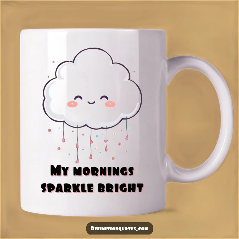 Funny Cloud Mug: Cheerful Character Raining Glitter for Sparkly Mornings