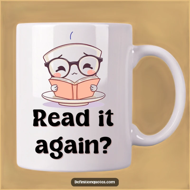 Funny Confused Teacup Mug: Hilarious Spectacled Bookworm Gift
