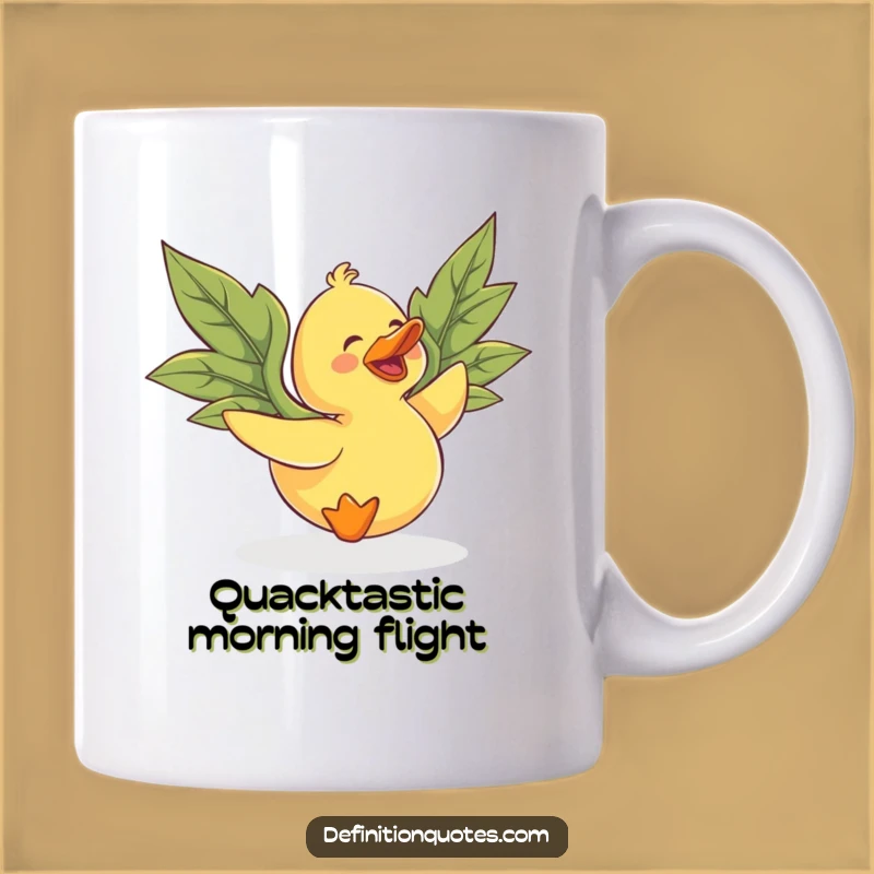 Funny Flying Duck Mug: Hilarious Leaf-Winged Adventure Gift
