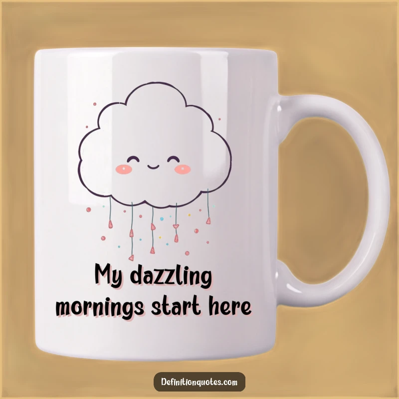 Funny Glitter Cloud Mug: Cheerful Character Raining Sparkles, Perfect Funny Gift for Her