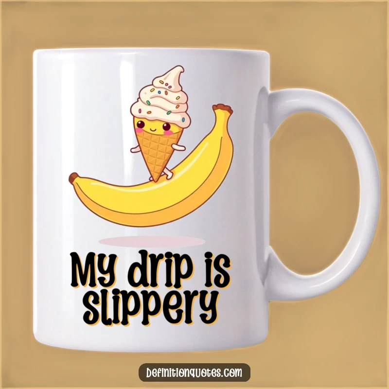 Funny Ice Cream Cone Slip Mug: Hilarious Cartoon Sprinkled Messy Treat Gift Idea