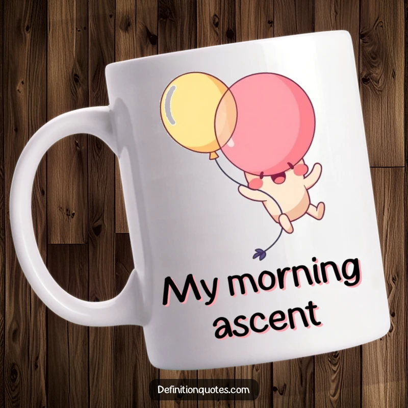 Funny Kawaii balloon character comically self-popping while awkwardly attempting to fly, looking surprised and delighted. A humorous gift.