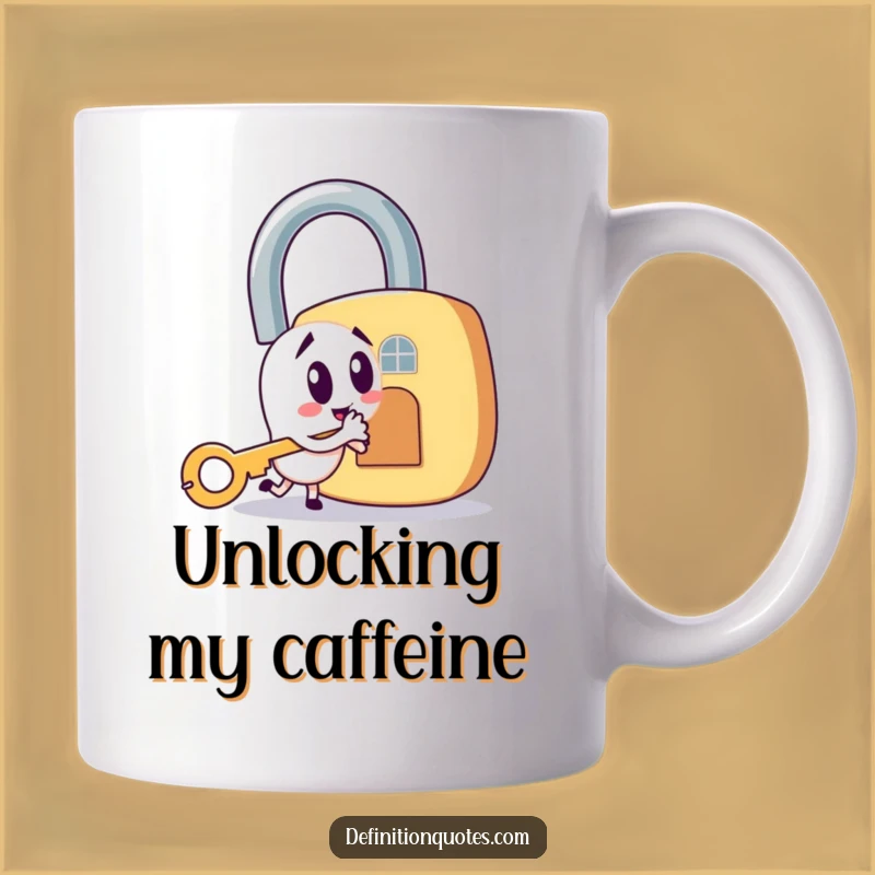 Funny Key & Padlock Mug: Mischievous Character's Quest, Perfect Funny Gift
