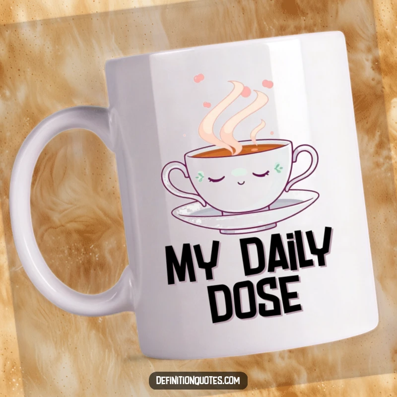 Funny Napping Teacup Mug: Cozy ceramic mug featuring a cute teacup blissfully asleep in a swirl of steam, perfect for tea lovers.