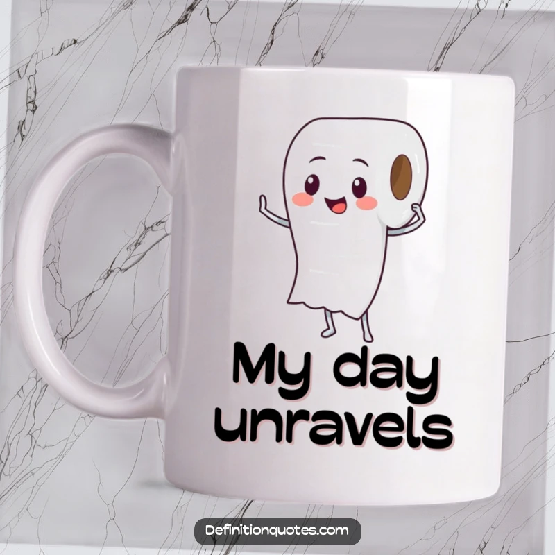 Funny Toilet Paper Roll Mug: A proud toilet paper roll character unspooling itself, perfect for a funny gag gift.