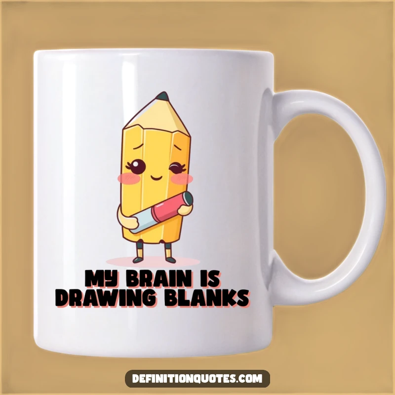 Funny Pencil Drawing Mug: Self-Portrait Struggle, Perfect Funny Gift