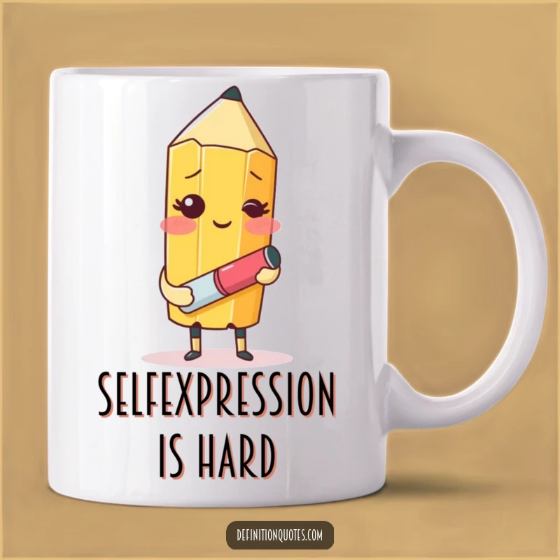 Funny Self-Portrait Struggle Mug: Blushing Pencil Artist Gift