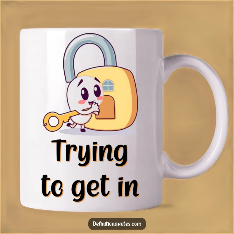 Funny Key & Padlock Mug - Mischievous Character Unlocking Fun, Perfect Gift