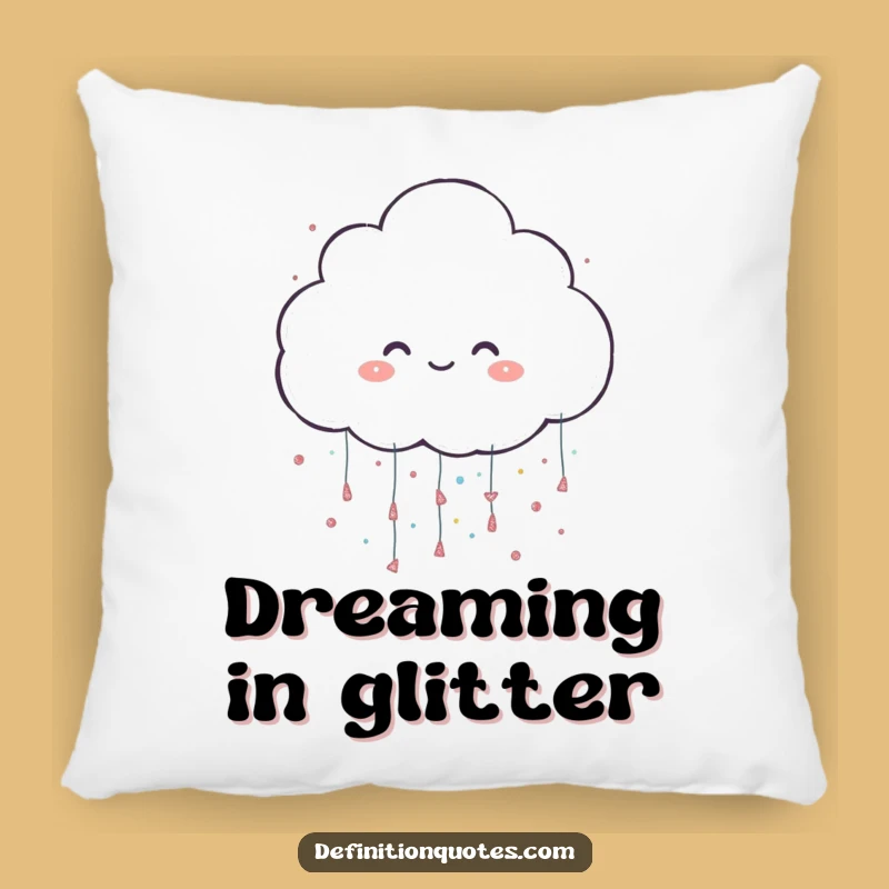 Funny Glitter Cloud Pillow: Cheerful Character Raining Sparkles for Cozy Comfort