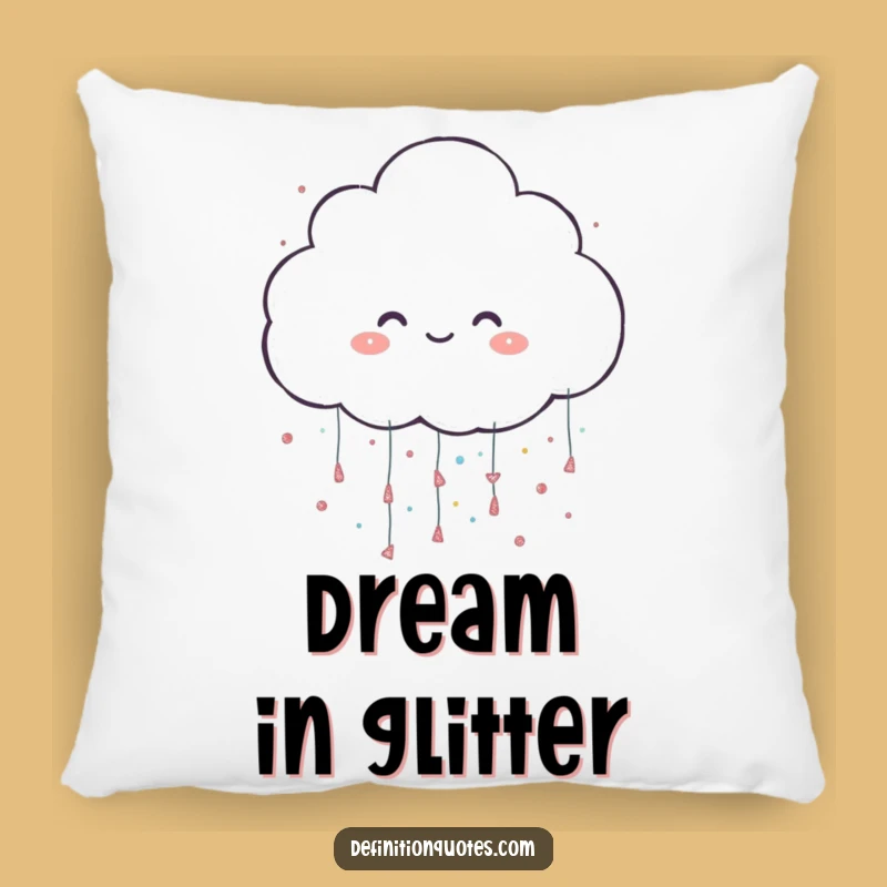 Funny Glitter Cloud Pillow - Soft Character Raining Sparkles, Cozy Gift