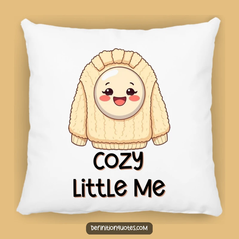 Funny Happy Button Sweater Pillow: Comfy Cushion with Hilarious Cozy Sweater Humor