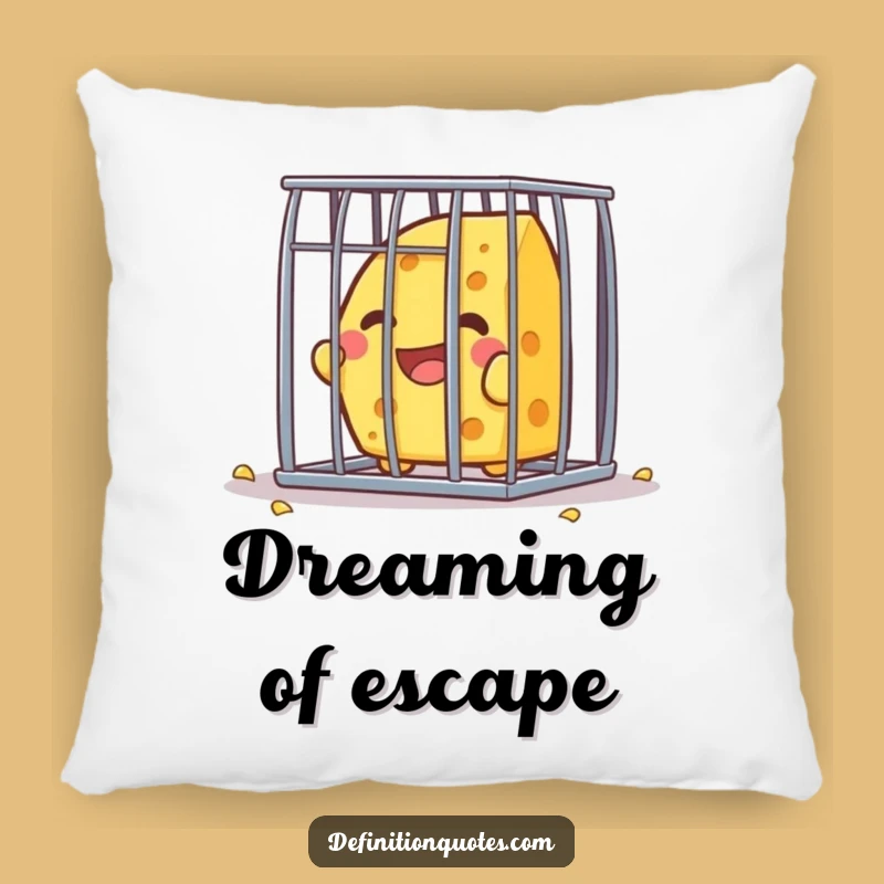 Funny Kawaii Cheese Escape Pillow - Comfy & Hilarious Dreamer Decor
