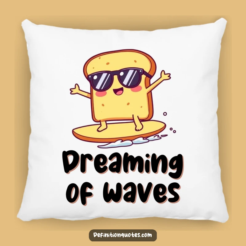 Funny Kawaii Toast Surfing Crumb Pillow - Comfy & Hilarious Decor Gift