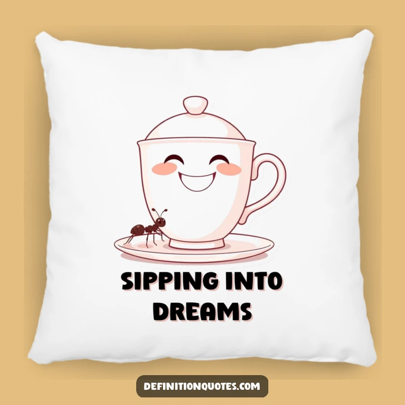 Funny Teacup Ant Pillow - Comfy, Humorous Decor Gift