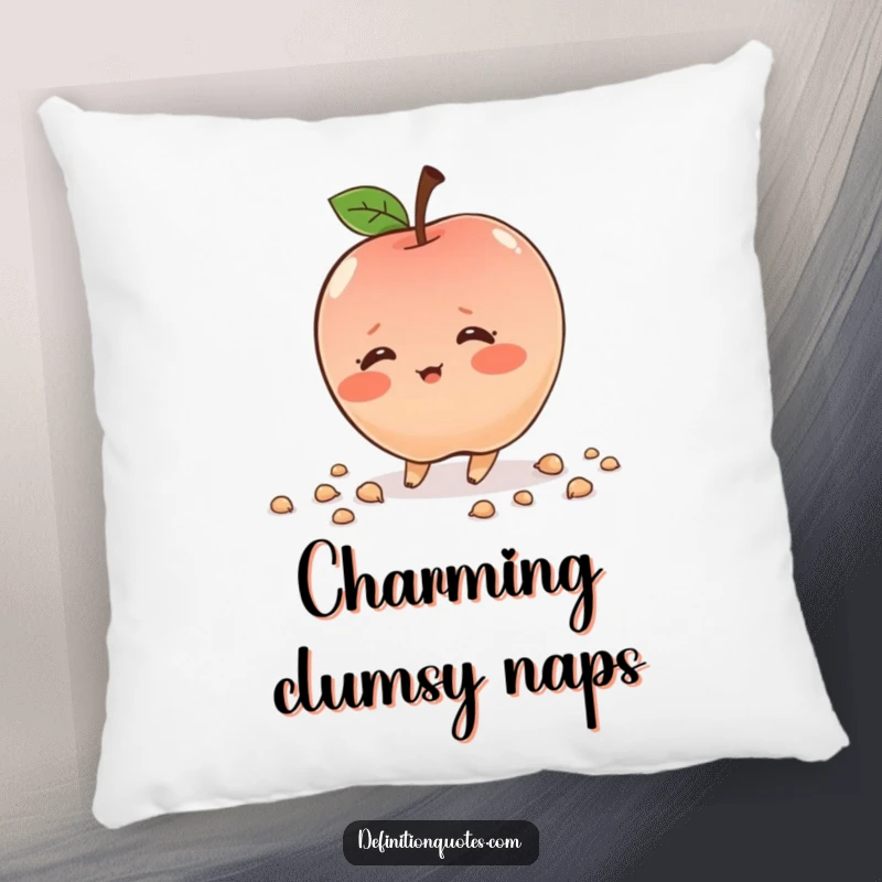 Funny tripping apple character, blushing, scattering seeds, plush pillow, soft and humorous, great home decor, excellent gift.