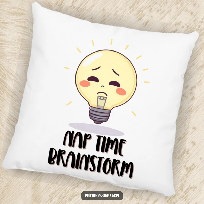 Funny Pillow: Confused lightbulb character being used as a bouncy ball, offering humorous comfort and a relatable addition to home decor.