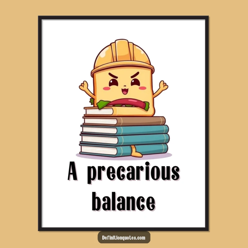 Funny Sandwich Book Balance Digital Art: Printable Hard Hat Character Funny Gift