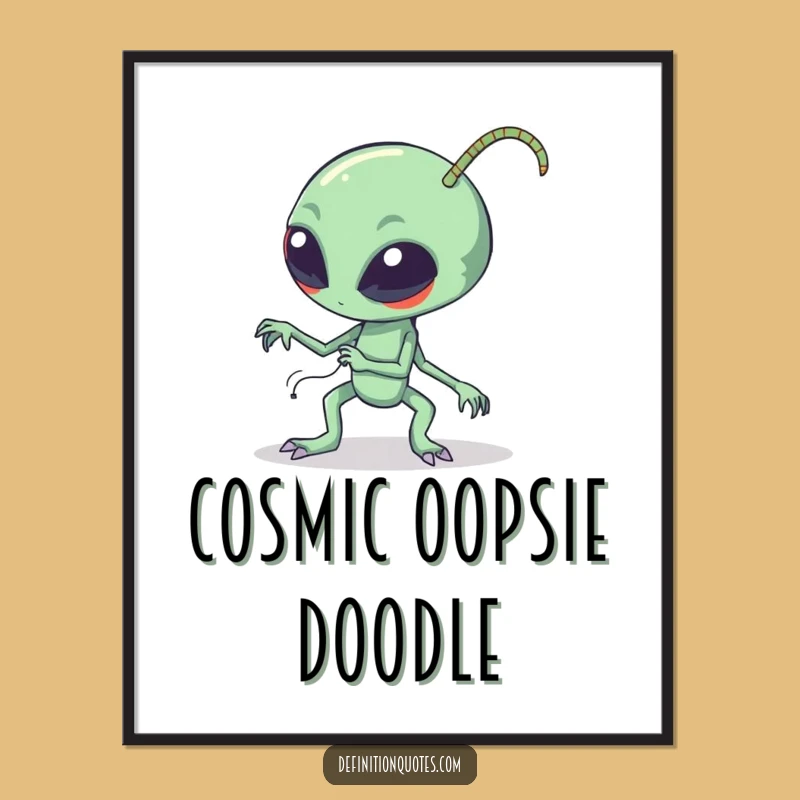Funny Clumsy Alien Digital Art - Hi-Res Sci-Fi Character Tripping Print for Instant Decor