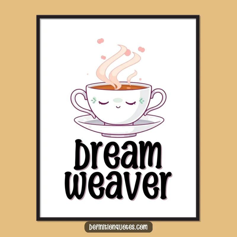 Funny Napping Teacup Digital Art: Dreamy Steam Download, Instant Gift