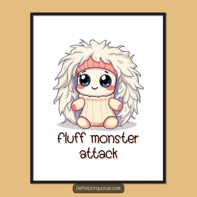 Funny Kawaii Sock Lint Monster Digital Art - Hilarious Downloadable Laundry Decor