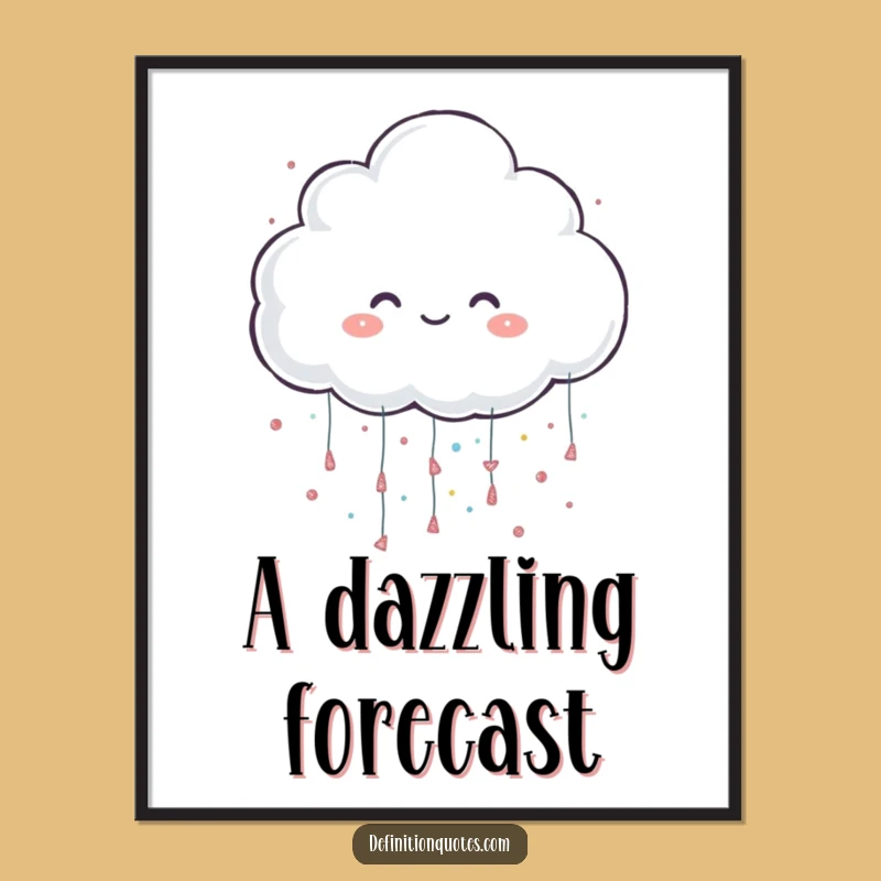 Funny Digital Art: Cheerful Cloud Raining Glitter for Magical Walls