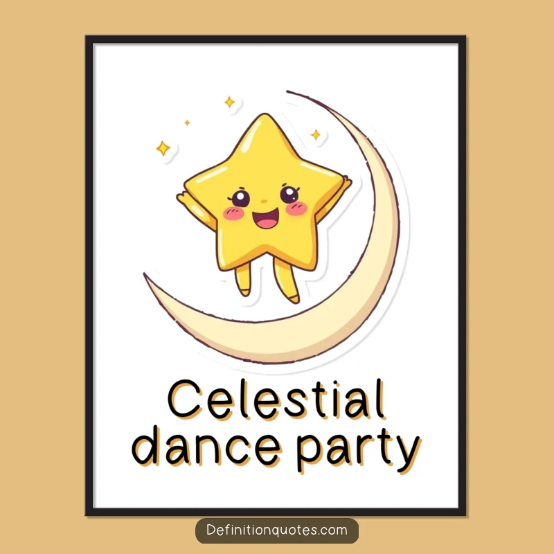 Funny Star Dancer Digital Art: Celestial Moon Dance Printable Gift