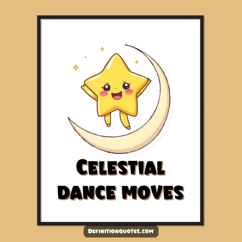 Funny Star Moon Digital Art: Joyful Celestial Dance Instantly