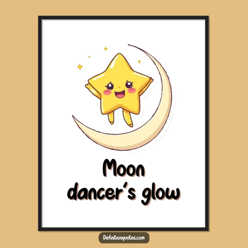 Funny Star Moon Digital Art - Joyful Character Dancing, Instant Celestial Gift