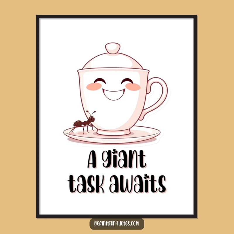Funny Teacup Ant Digital Art - Instant Whimsical Gift