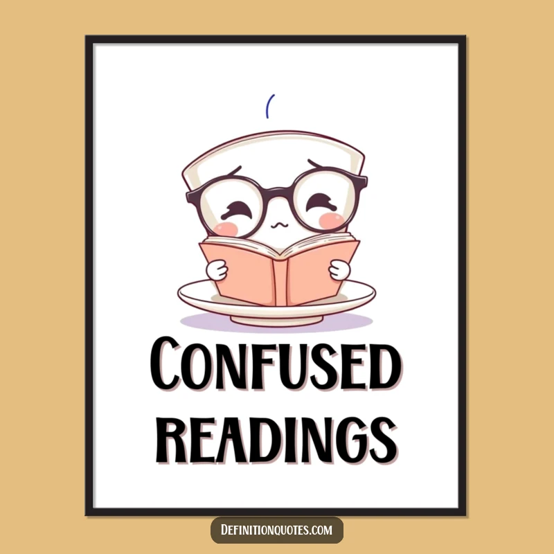 Funny Teacup Digital Art: Hilarious Spectacled Reader Printable
