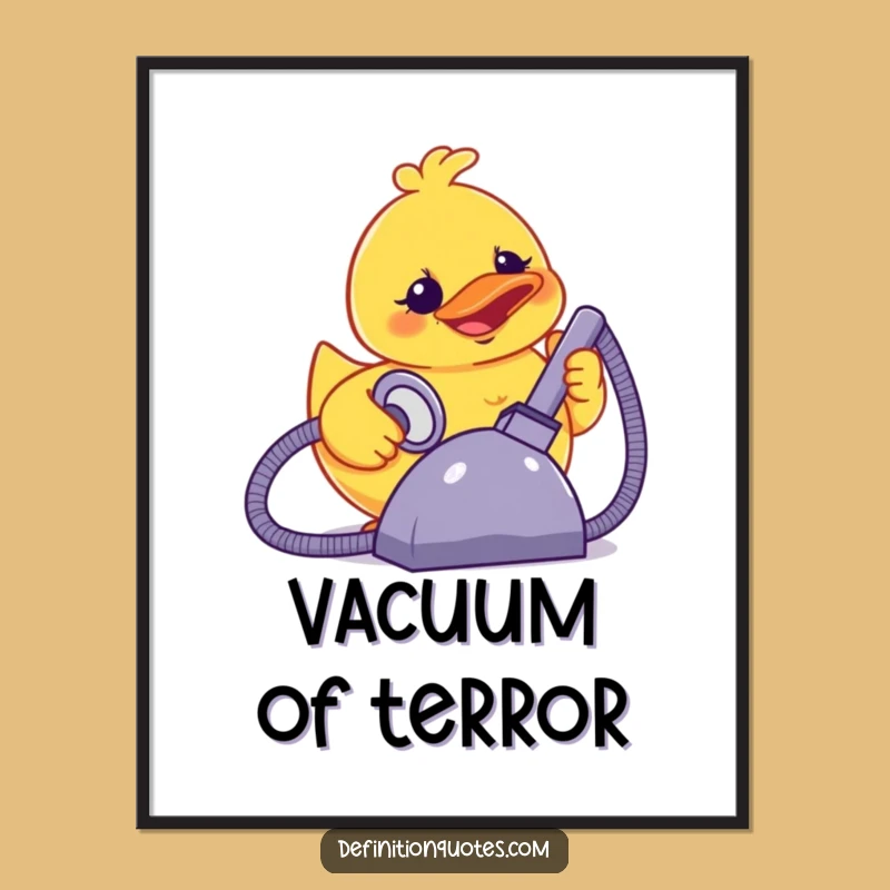 Funny Terror Duck Vacuum Digital Art: Instant Surreal Decor Download
