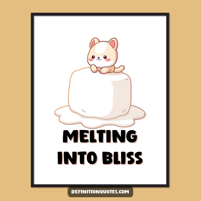 Funny Marshmallow Slip Digital Art: Whimsical Animal Art, Instant Funny Gift