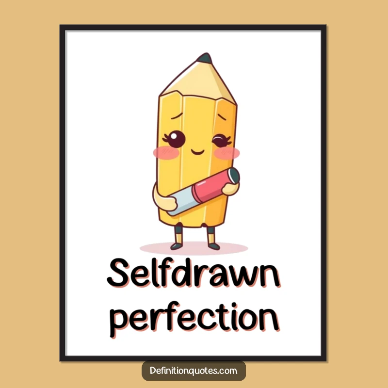 Funny Blushing Pencil Digital Art: Artist's Self-Portrait Printable Humor Gift