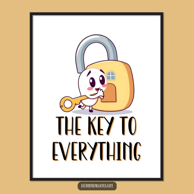 Funny Key & Padlock Digital Art: Mischievous Character's Humorous Challenge