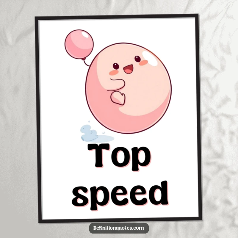 Funny Small Blob Digital Art Print of the character's hilarious attempt to ride a spinning top, ideal for instant, funny decor.