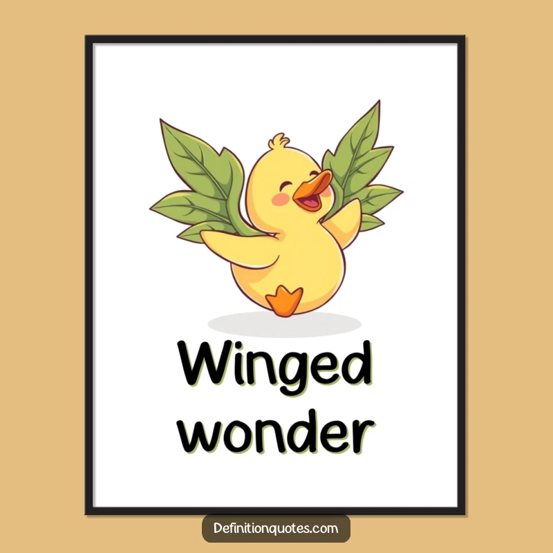 Funny Flying Duck Digital Art: Hilarious Leaf-Winged Printable Decor