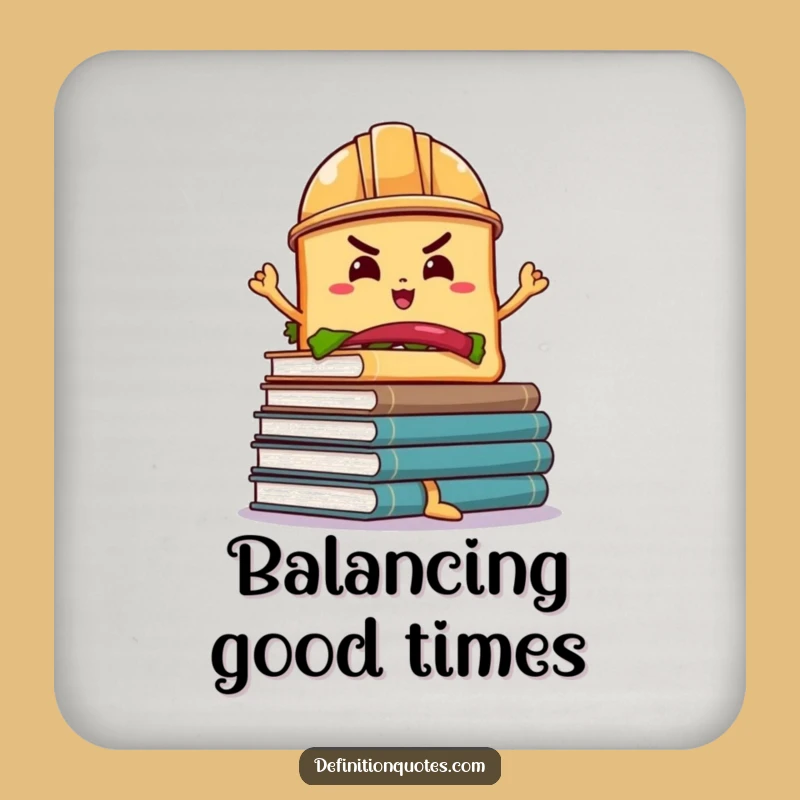 Funny Sandwich Hard Hat Coaster: Wobbly Book Balance Protector Funny Gift