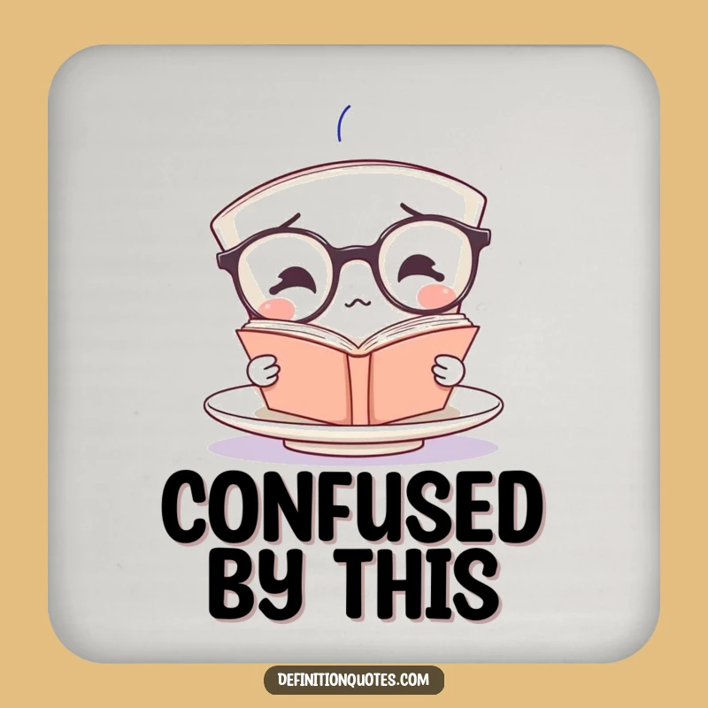 Funny Teacup Coaster: Hilarious Spectacled Bookworm Drink Protector