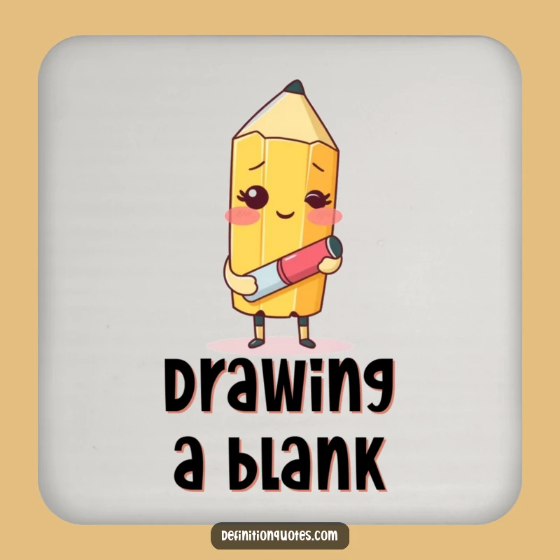 Funny Blushing Pencil Coaster Set: Artist's Protected Surface Humor Gift