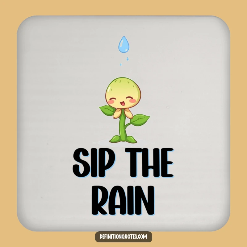 Funny Sprout & Raindrop Coaster - Protect Surfaces with Humble Charm