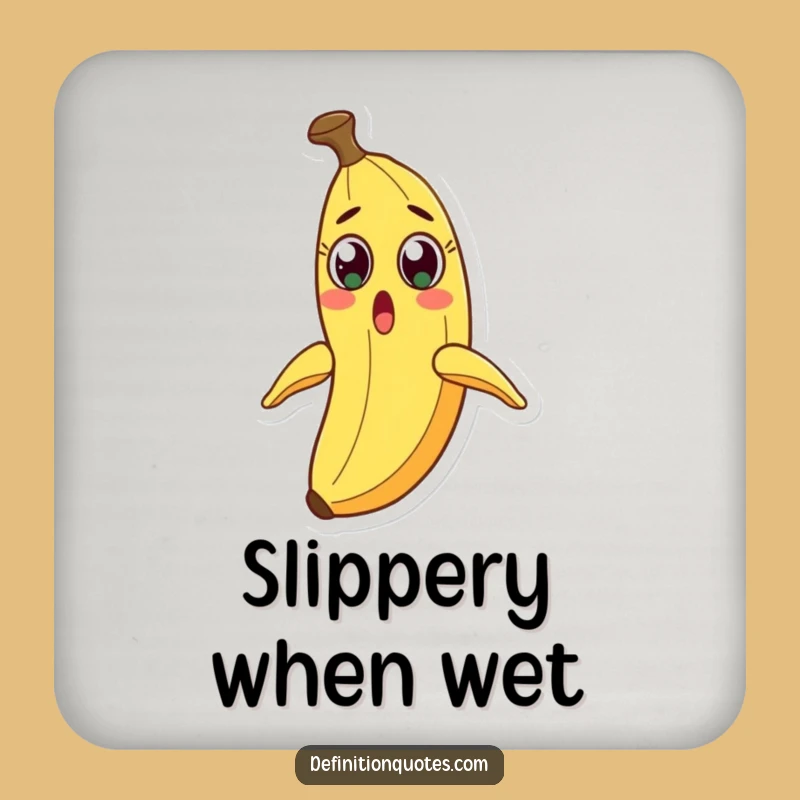 Funny Surprised Banana Peel Slide Coaster - Protect Surfaces with Humorous Character Art